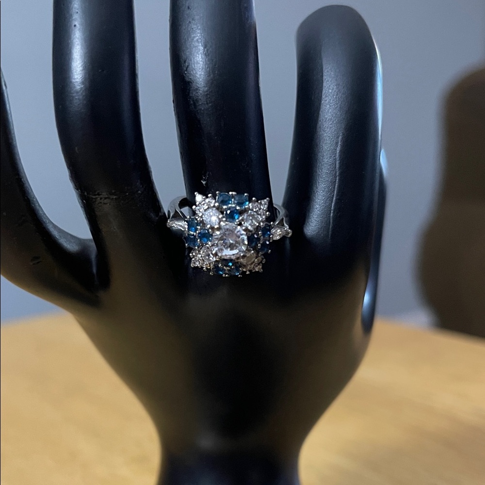 Elegant Blue and Silver Ring